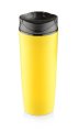 Kubek termiczny SUCK 450 ml żółty, tokantis, żółty termos z uchwytem, biały termos ze sznurkiem, żółty termos z czarną pokrywką, biały termos z grawerem, termosy z nadrukiem Warszawa, termosy z logo Warszawa