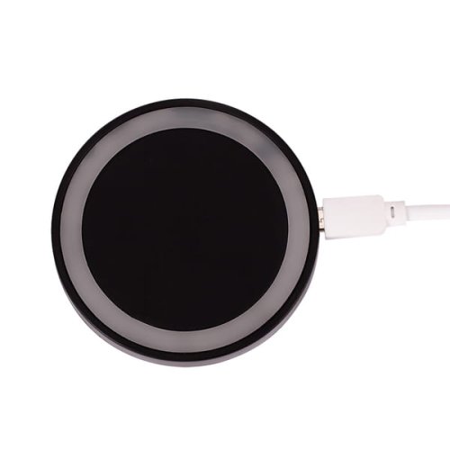 Ładowarka indukcyjna NO CORD, czarna ładowarka indukcyjna, indukcyjne ładowarki z logo, ładowarka z własnym nadrukiem