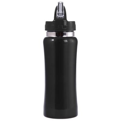 Butelka sportowa 600 ml czarna, czarne butelki na wodę, czarna butelka sportowa z logo, z grawerem