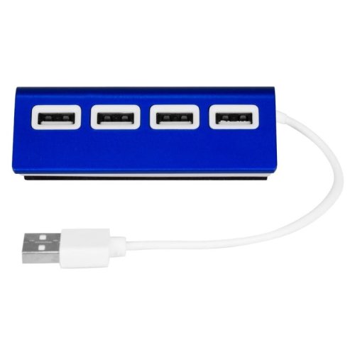V3447_04_A.jpg. Hub USB w kolorze niebieskim z 4 portami do ładowania i transferu danych. Warszawa. Gadżety reklamowe w Warszawie.