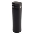 Kubek izotermiczny Tornio 450 ml, biała opaska, kubki termiczne z nadrukiem, czarne kubki termiczne z logo