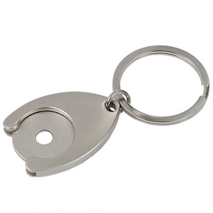 Metalowy brelok z żetonem Disc, srebrny, brelok z grawerem, żeton do wózka sklepowego, gadżety na zakupy