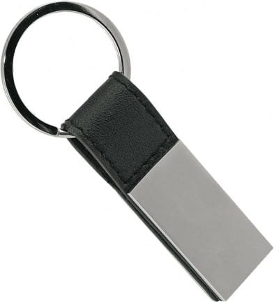 Brelok Smart, srebrny/czarny, metalowy brelok ze skórą, metal, skóra, breloki z grawerem