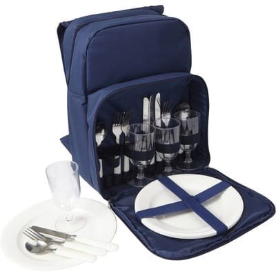 Plecak piknikowy, niebieski plecak piknikowy, plecak termoizolacyjny na piknik, plecak z wyposażeniem, plecak na piknik z naczyniami, plecaki piknikowe z własnym logo Warszawa