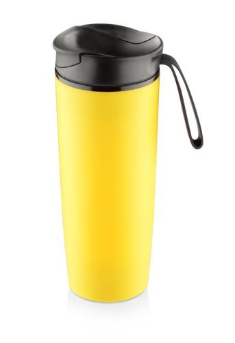 Kubek termiczny SUCK 450 ml żółty, żółty termos z logo, kubek termiczny z logiem firmy, firmowe gadżety reklamowe, szczelne termosy z logo, gadzie kupić termos z logo, gadzie kupić szczelny termos, żółty kubek termiczny do auta