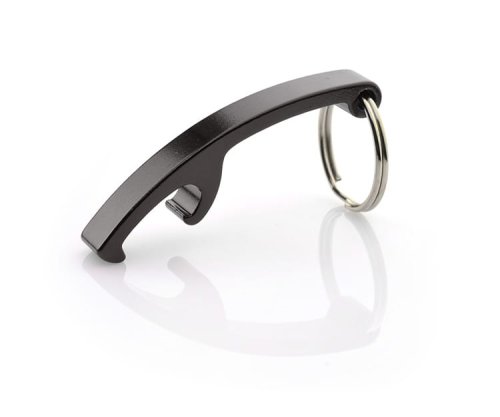 Brelok 2 w 1 ABRI czarny, tokantis, polagift, czarny brelok z nadrukiem, czarny brelok z otwieraczem, czarny otwieracz z logo, otwieracz z logo firmy, brelok do kluczy czarny, brelok do kluczy z otwieraczem do butelek