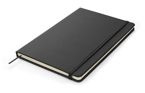 Notes VITAL A5 czarny, polagift, czarny notesik z logo firmy, czarny notes z logo, notes na gumkę z nadrukiem, notes A5, elegancki notes z logo, elegancki notesik z nadrukiem, notesiki z logo Warszawa